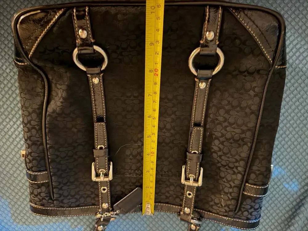 Coach Signature Jacquard Black Canvas and Patent Leather Tote Bag F12344